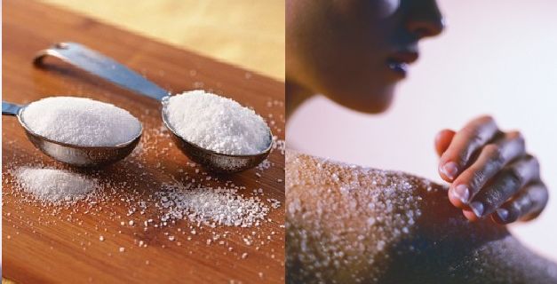 تقشير الوجه والجسم بالملح والسكر 