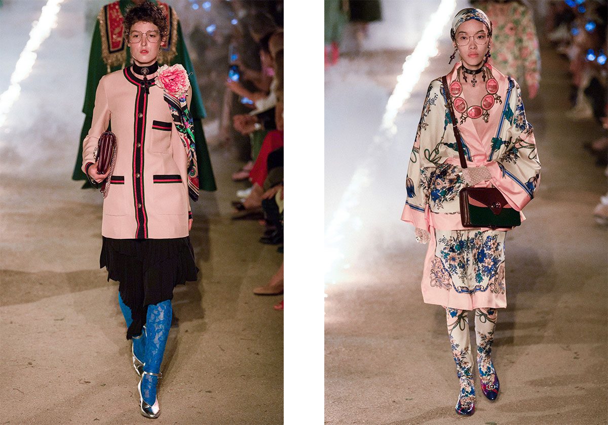 الكارديغان والفستان الحريري المطبع من قوتشي