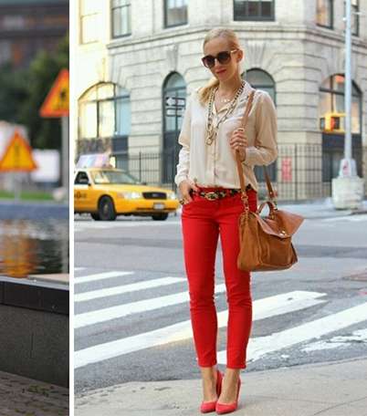 صور موضة اعتماد السروال الاحمر 2014