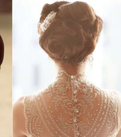 يوفّر الـ Updo فرصة أمام موديل ثوب زفافك من الخلف في الظهور 