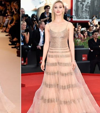 Sarah Gadon تختار فستاناً بموضة النيود لمهرجان البندقية السينمائي