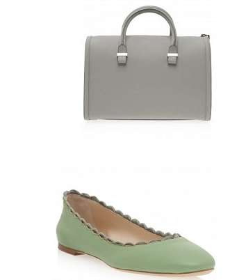 من Acne، اختاري Jumpsuit باللون الأخضر ونسقي معه باليرينا وحقيبة باللون الرمادي