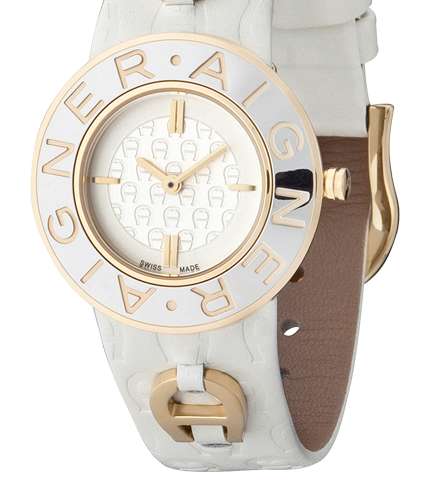 ساعة بيضاء وذهبية