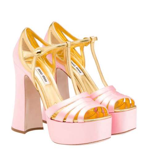 حذاء ميو ميو بالكعب العالي جدا من الساتان