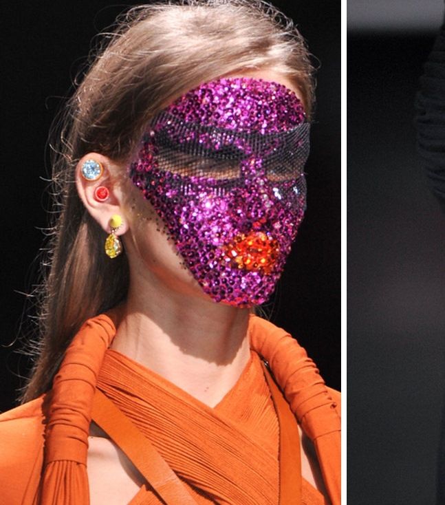 البرقع اللماع والأظافر البيضاء مع Givenchy