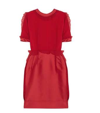 فستان وقفازات من لانفان باللون الأحمر