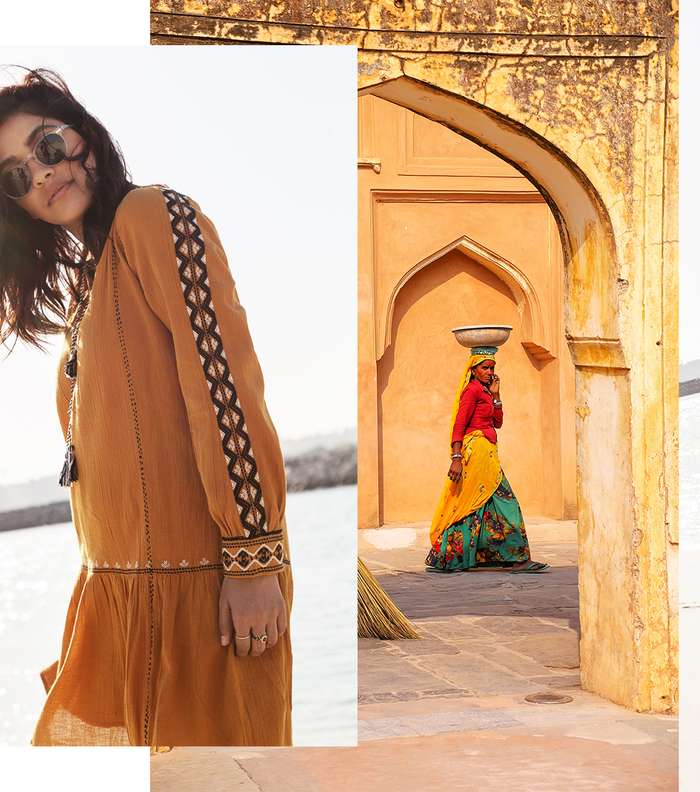 انوم بشير صاحبة مدونة desert Mannequin ترتدي فستانا بوهيميا من Ba&sh