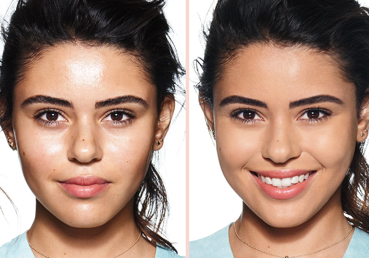 الوجه قبل استعمال المستحضر وبعده