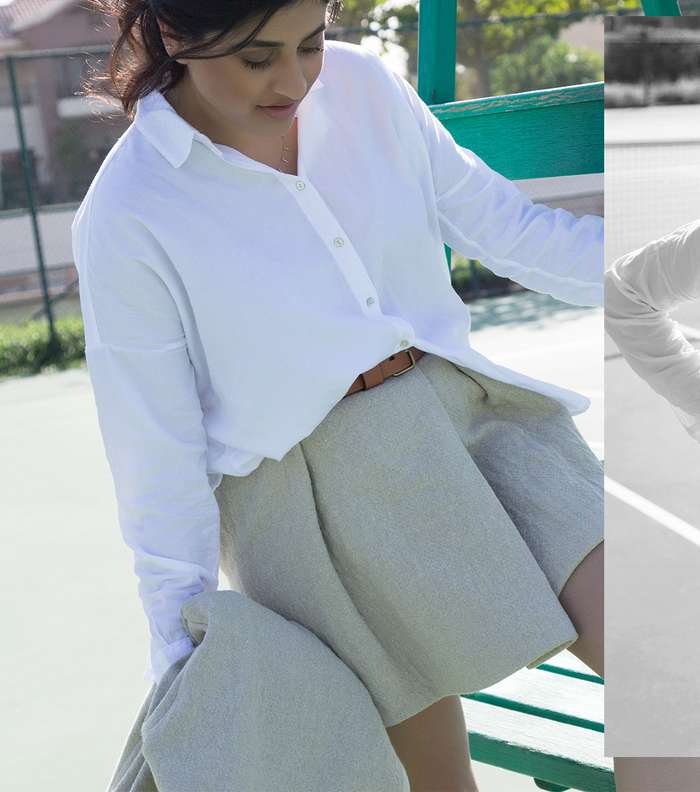 القمصان الاساسية بالازرار من علامة Ba&sh ومن تنسيق انوم بشير صاحبة مدونة desert mannequin