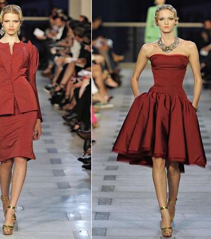اللون الأحمر الأرجوانيّ طاغٍ في مجموعة Zac posen لربيع 2012