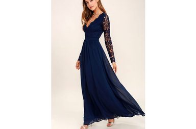 فستان كحلي طويل