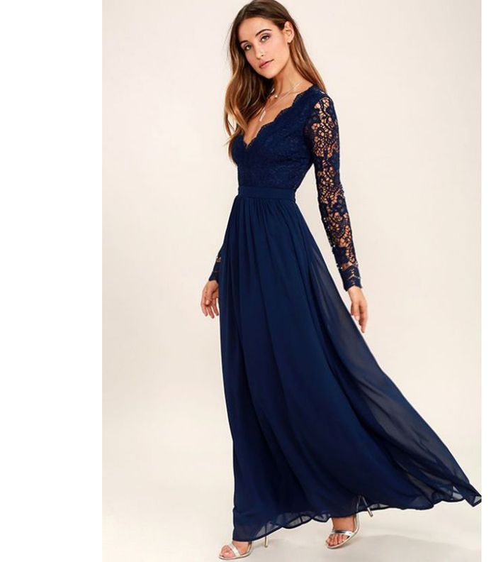 فستان كحلي طويل