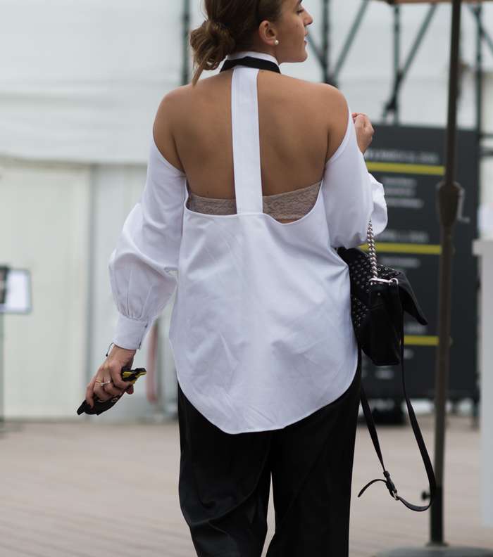 موضة القميص المفتوح عن الظهر في اليوم الثاني من فاشن فوروورد