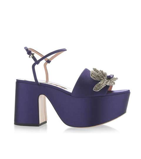 حذاء Rochas من الساتان بالكعب العريض